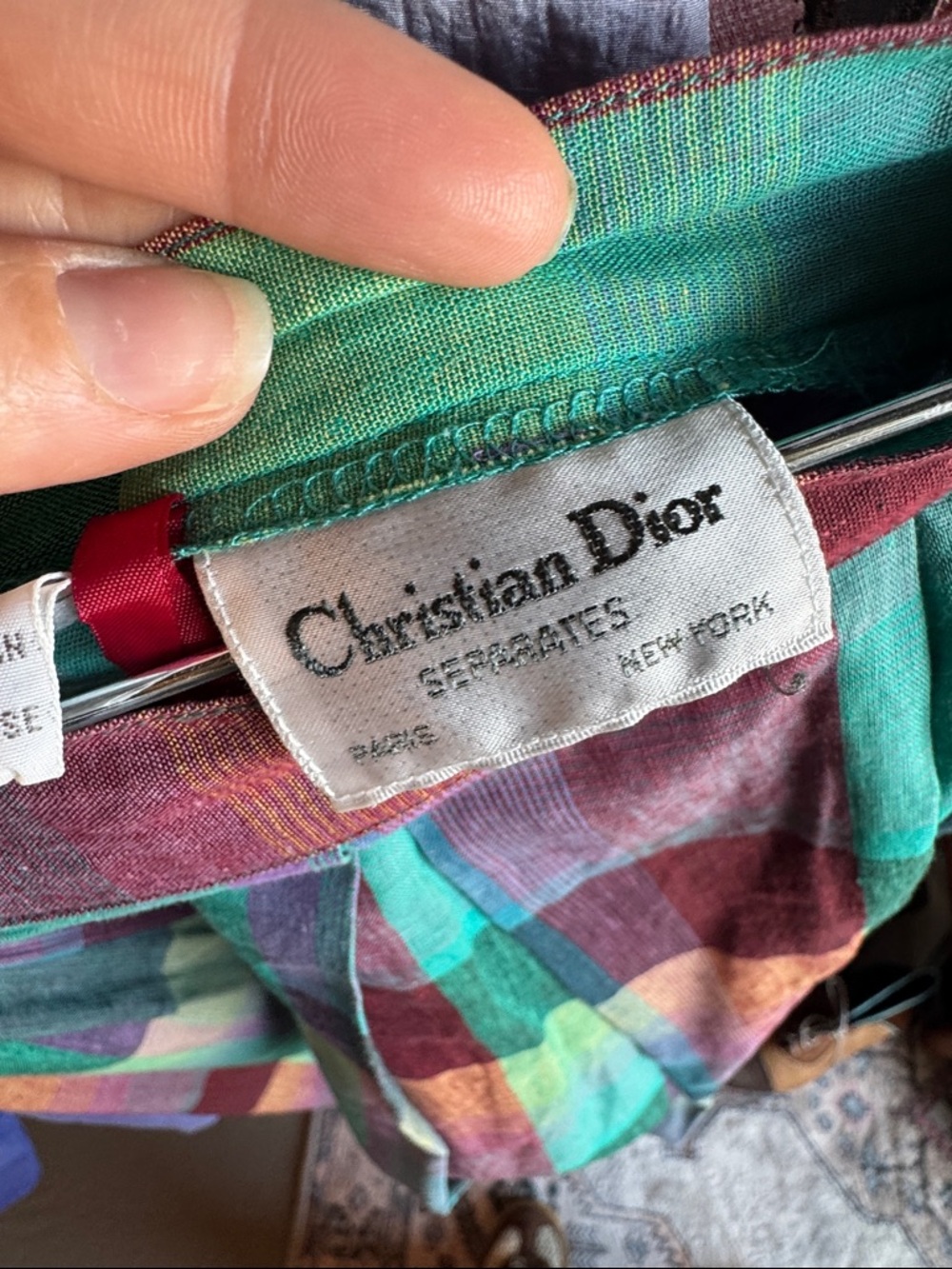 Vintage Christian Dior Multicolor Plaid Midi Skirt - Picture 3 of 5
